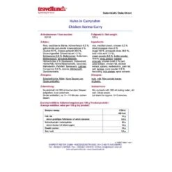 TRAVELLUNCH Mahlzeit Huhn In Curryrahm, 250 G – Trekkingnahrung -Outdoor Zelt Verkauf Travellunch Huhn in Curryrahm Inhaltsstoffe